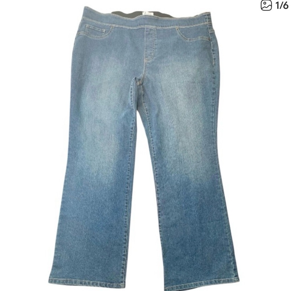 D & CO Bootcut Pull On High Waist Classic Blue Women's Jeans Sz 22W